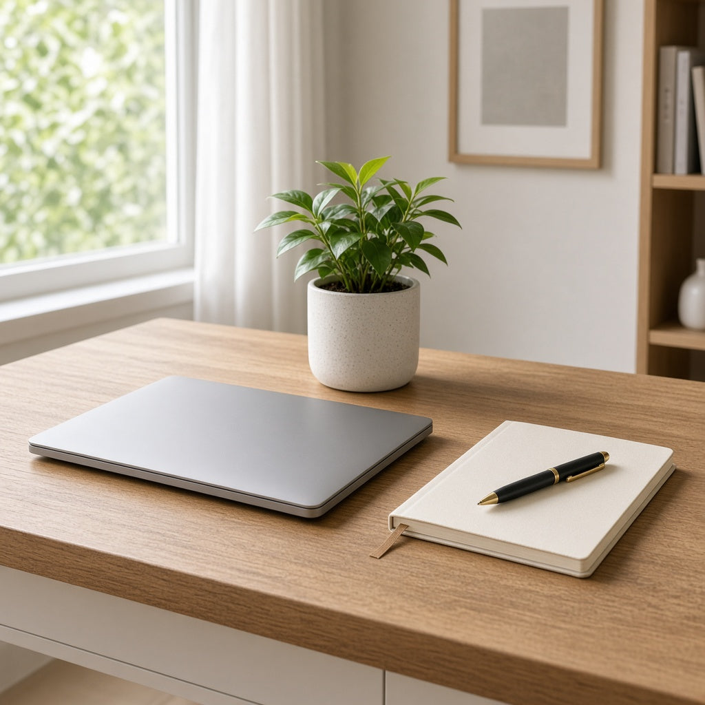 Home office desk for a career shift session