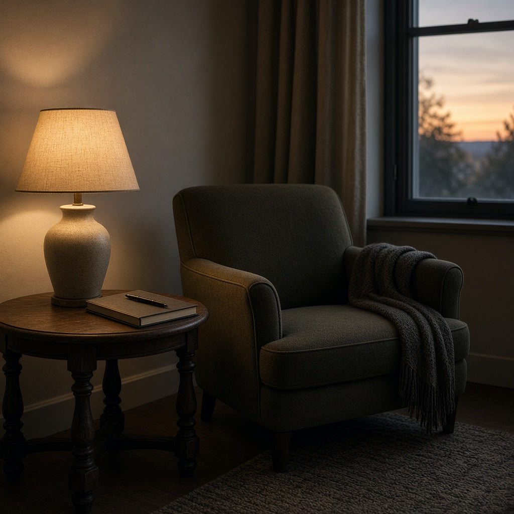 Lamp and armchair for a deep change session