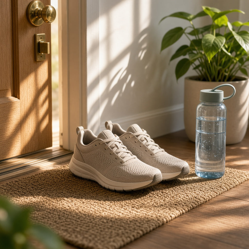 Shoes by the door for a habit rebuild