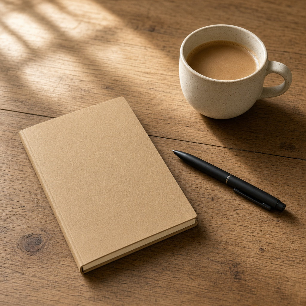 Notebook and coffee for a money reset